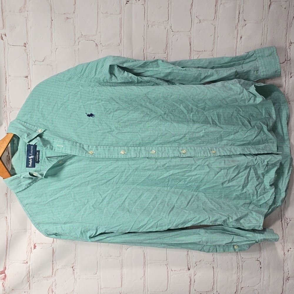 Ralph Lauren Classic Fit Pastel Green Long Sleeve Button Down Mens Size 15 34/35